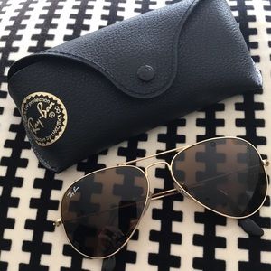 Ray Ban Gold Aviators Brown Lenses